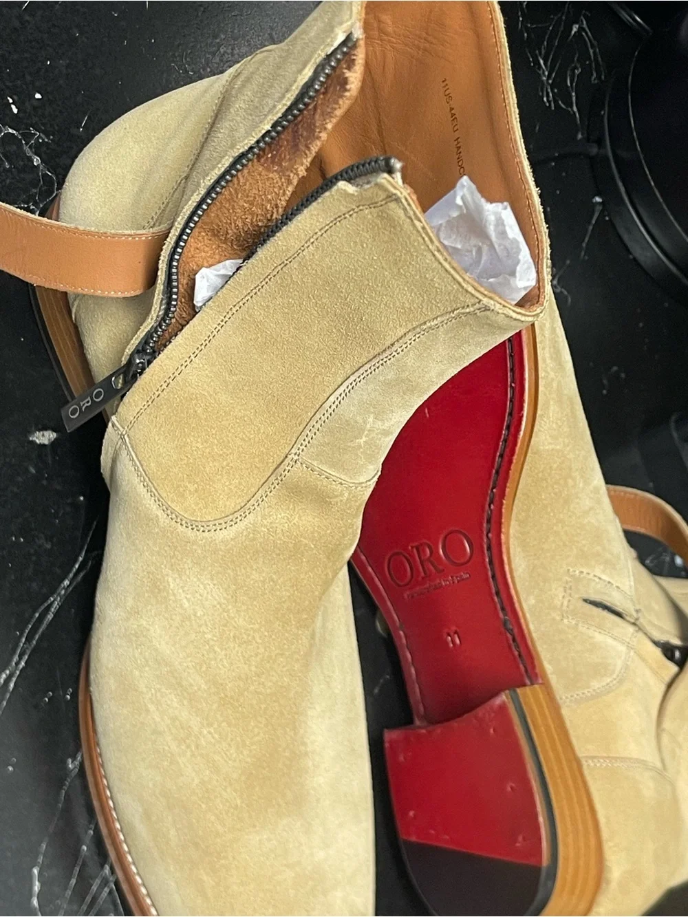 Men's Beige Suede Chukka Boots with Red Sole